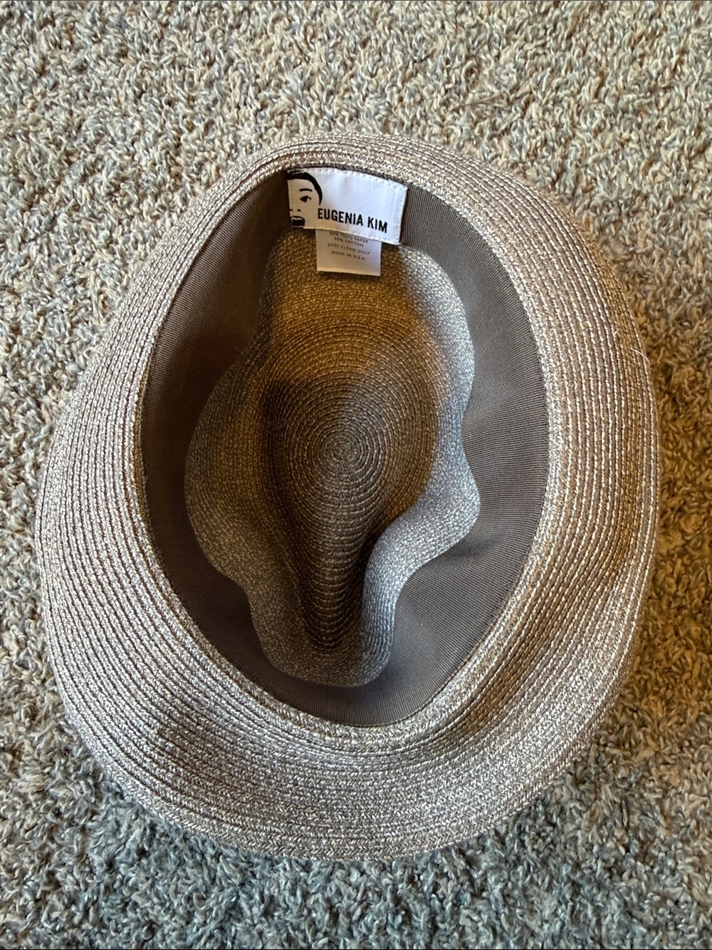Eugenia Kim Tan Straw Fedora with Patterned Sequin Band - Picture 4 of 5
